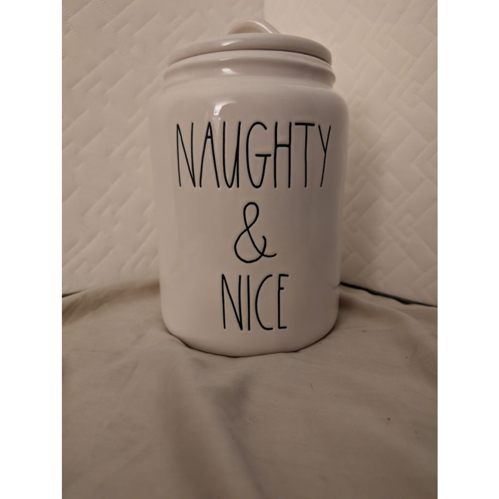 Rae Dunn White Black Naughty Nice Food Storage Jar One Size